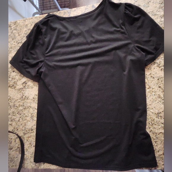 Sz L Black Blouse with Ruched Shoulders - Picture 6 of 10